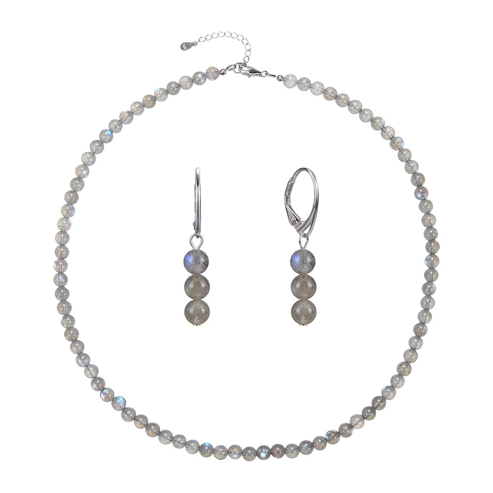 Bracciale labradorite, perle 6 mm, catena di prolungamento, rodiato | Marco Schreier