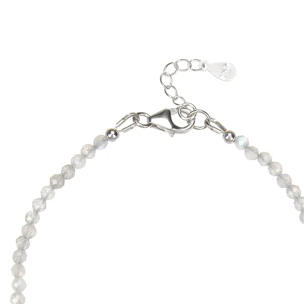 Bracelet Labradorite (dark), beads (3mm), faceted, rhodiniert | Marco Schreier