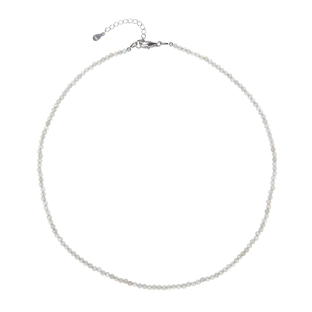 Bracciale Labradorite (scura), perle sfaccettate da 3 mm, rodiato | Marco Schreier