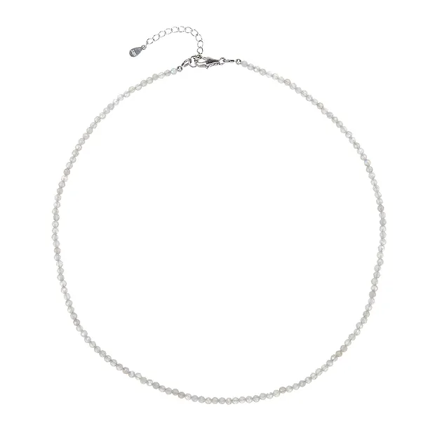 Bracelet en labradorite (foncée), boules de 3mm facettées, rhodiées | Marco Schreier