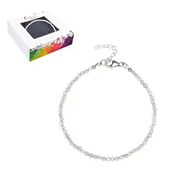 0610364213 Bracelet en labradorite (foncée), boules de 3mm facettées, rhodiées | Marco Schreier