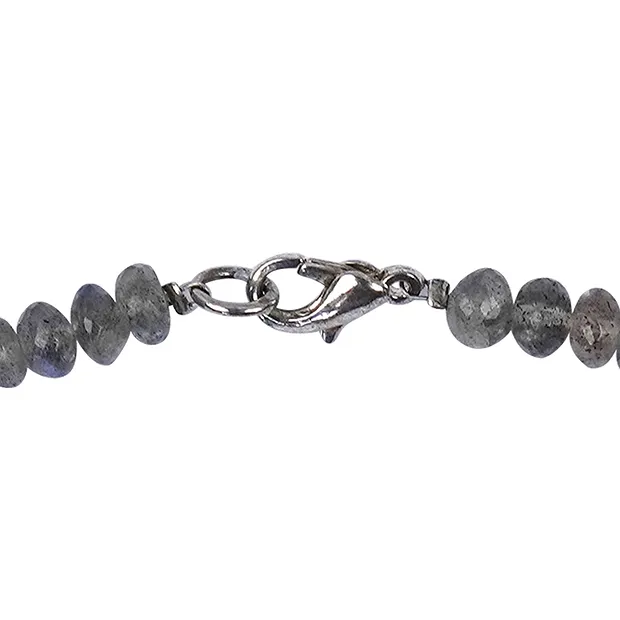 Collar botón facetado, labradorita, 04x08mm/47cm | Marco Schreier