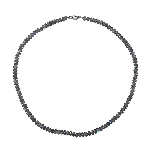 Faceted button necklace, labradorite, 04x08mm/47cm | Marco Schreier
