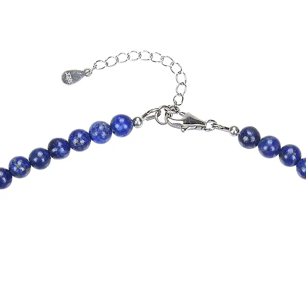 Collar de lapislázuli, cuentas (6 mm), rodinado, cadena extensible | Marco Schreier