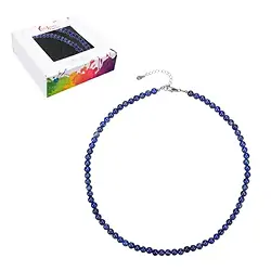 0610412206 Kette Lapis Lazuli, Kugeln (6mm), rhodiniert, Verlängerungskettchen | Marco Schreier