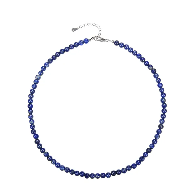 Chaîne Lapis-lazuli, boules (6mm), rhodié | Marco Schreier