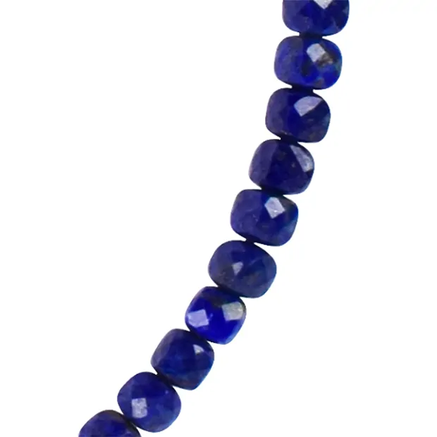 Kette Lapis Lazuli, Würfel (4mm), facettiert, vergoldet, Verlängerungskettchen | Marco Schreier
