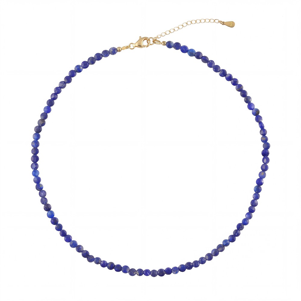 Collier Lapis, Scheibe facettiert, vergoldet | Edelsteine, Heilsteine & Schmuck