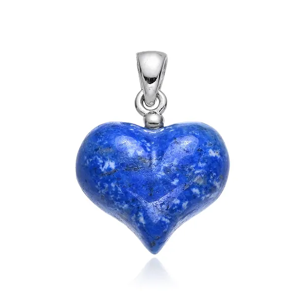 Pendentif Lapis-lazuli, coeur (16mm), 2,4cm, rhodié | Marco Schreier