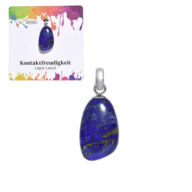 Pendentif Lapis-lazuli A, Pierre roulée petite, rhodié | Marco Schreier