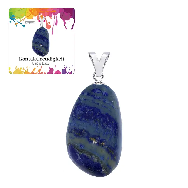 Anhänger Lapis Lazuli A, Trommelstein groß, rhodiniert | Marco Schreier
