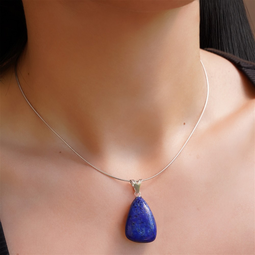 Lapis Lazuli B pendant, large Tumbled Stone, rhodiniert | Marco Schreier