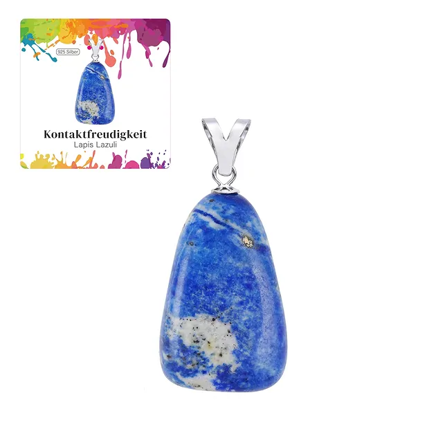 Lapis Lazuli B pendant, large Tumbled Stone, rhodiniert | Marco Schreier