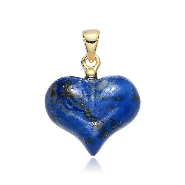 Pendentif Lapis-lazuli, coeur (16mm), 2,4cm, doré à l'or fin | Marco Schreier