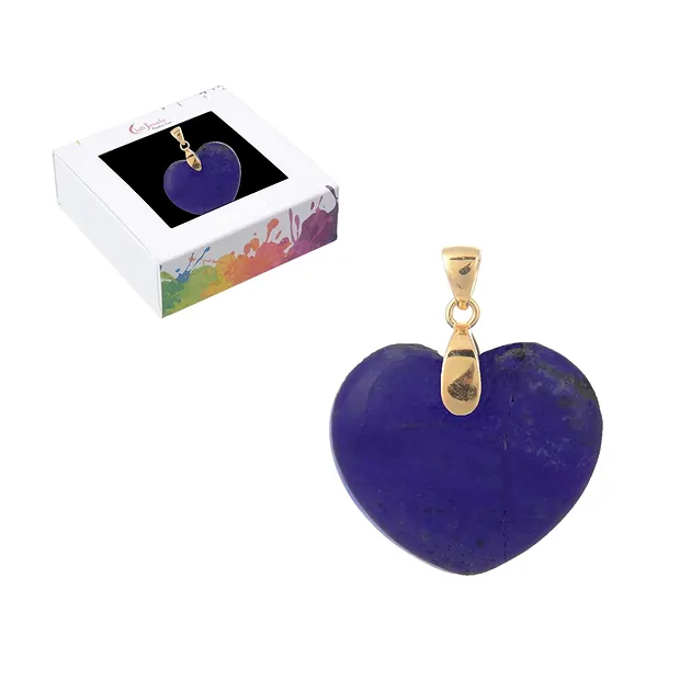 Pendentif Lapis-lazuli, coeur (28mm), 4,2cm, doré à l'or fin | Marco Schreier