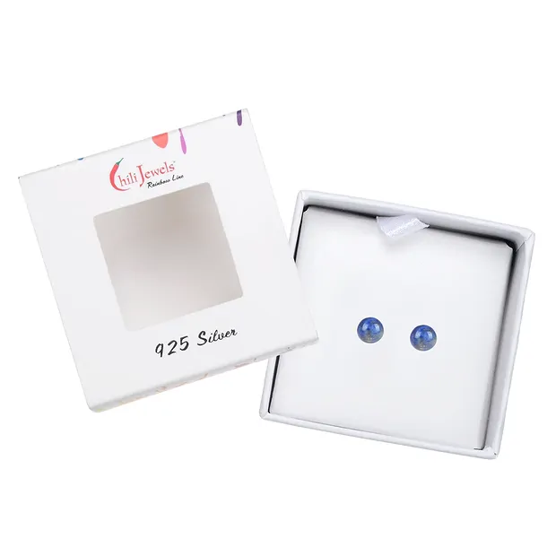 Earstuds Lapis Lazuli, ball, 4mm, rhodiniert | wholesaler gems & healing stones