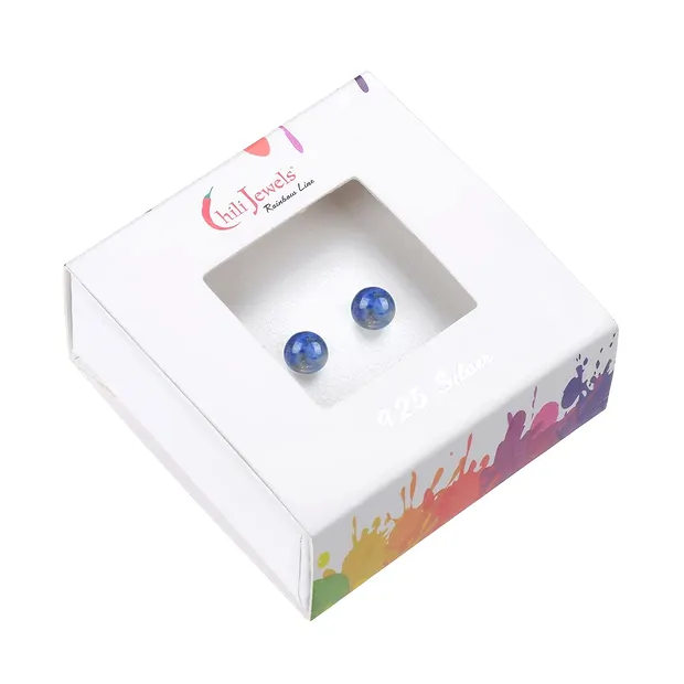 Earstuds Lapis Lazuli, ball, 4mm, rhodiniert | wholesaler gems & healing stones