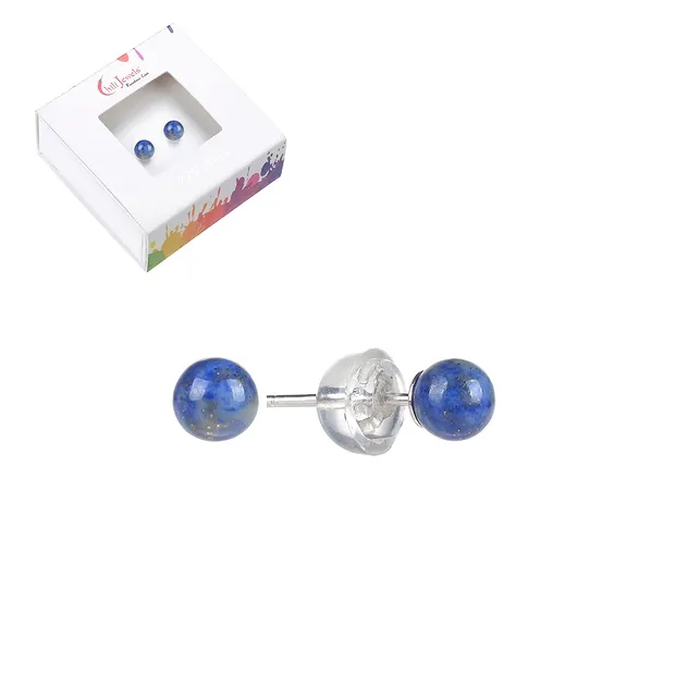 Earstuds Lapis Lazuli, ball, 4mm, rhodiniert | wholesaler gems & healing stones