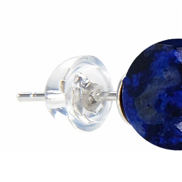 Earstuds Lapis Lazuli, ball, 8mm, rhodiniert | wholesaler gems & healing stones