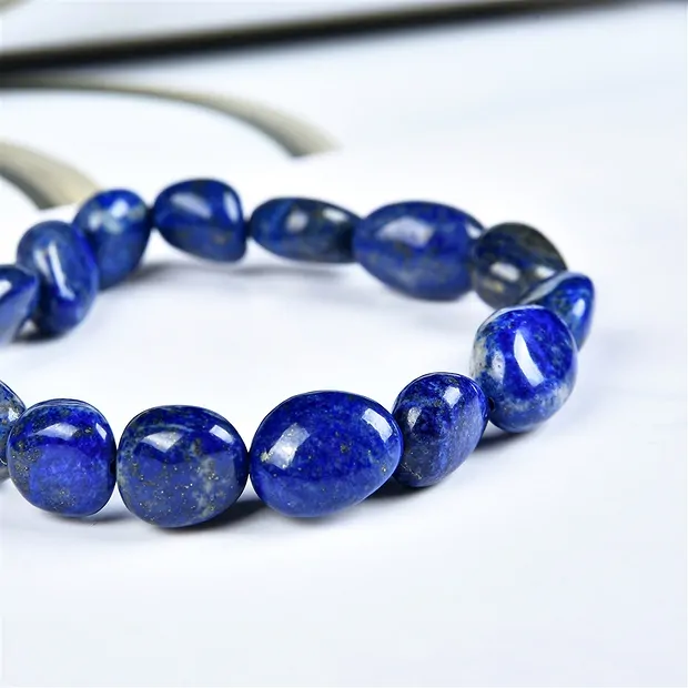 Armband, Lapis Lazuli, 10 - 12mm Nuggets (flach) | Marco Schreier