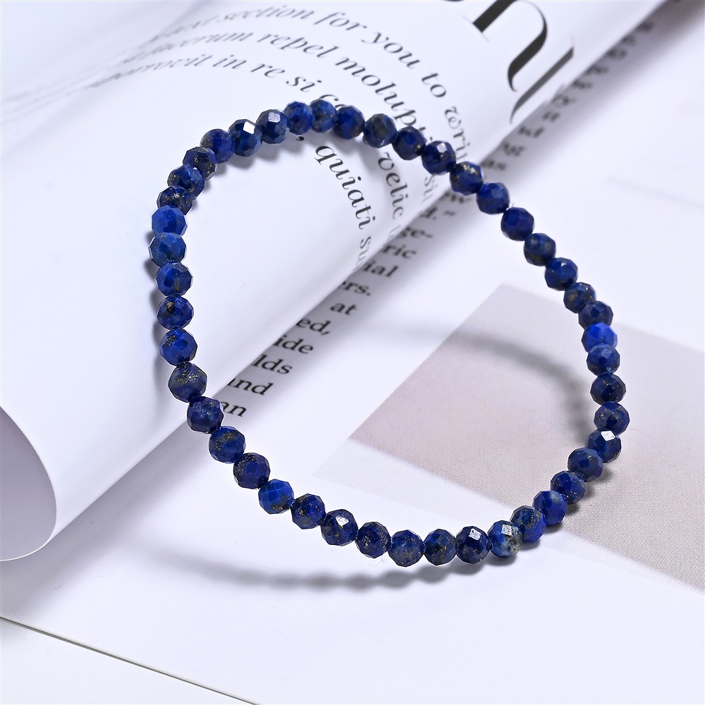 Bracelet, Lapis Lazuli, 03mm beads, faceted, 14cm (short) | Marco Schreier