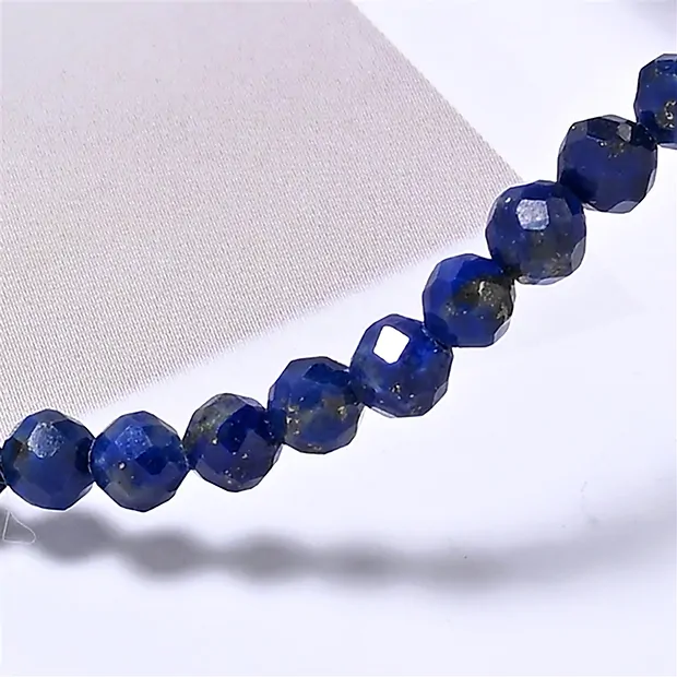 Bracelet, Lapis-lazuli, 03mm boules, facettes, 19cm | Marco Schreier