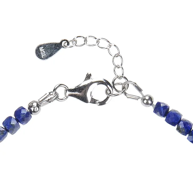 Lapis Lazuli bracelet, 3mm faceted cube, extension chain, rhodiniert | Marco Schreier