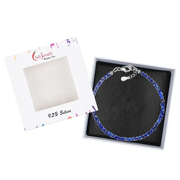 Armband Lapis Lazuli, Würfel (3mm), facettiert, rhodiniert | Marco Schreier