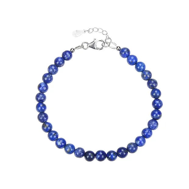 Armband Lapis Lazuli, Kugeln (6mm), rhodiniert | Marco Schreier