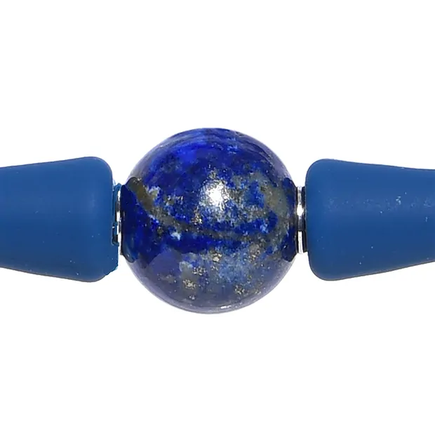 Armband Lapis Lazuli Kugel (10mm), Silikon (dunkelblau), 18cm | Marco Schreier