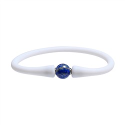 0610461102 Bracelet Lapis Lazuli ball (8mm), silicone (white), 15cm (short)  | Marco Schreier
