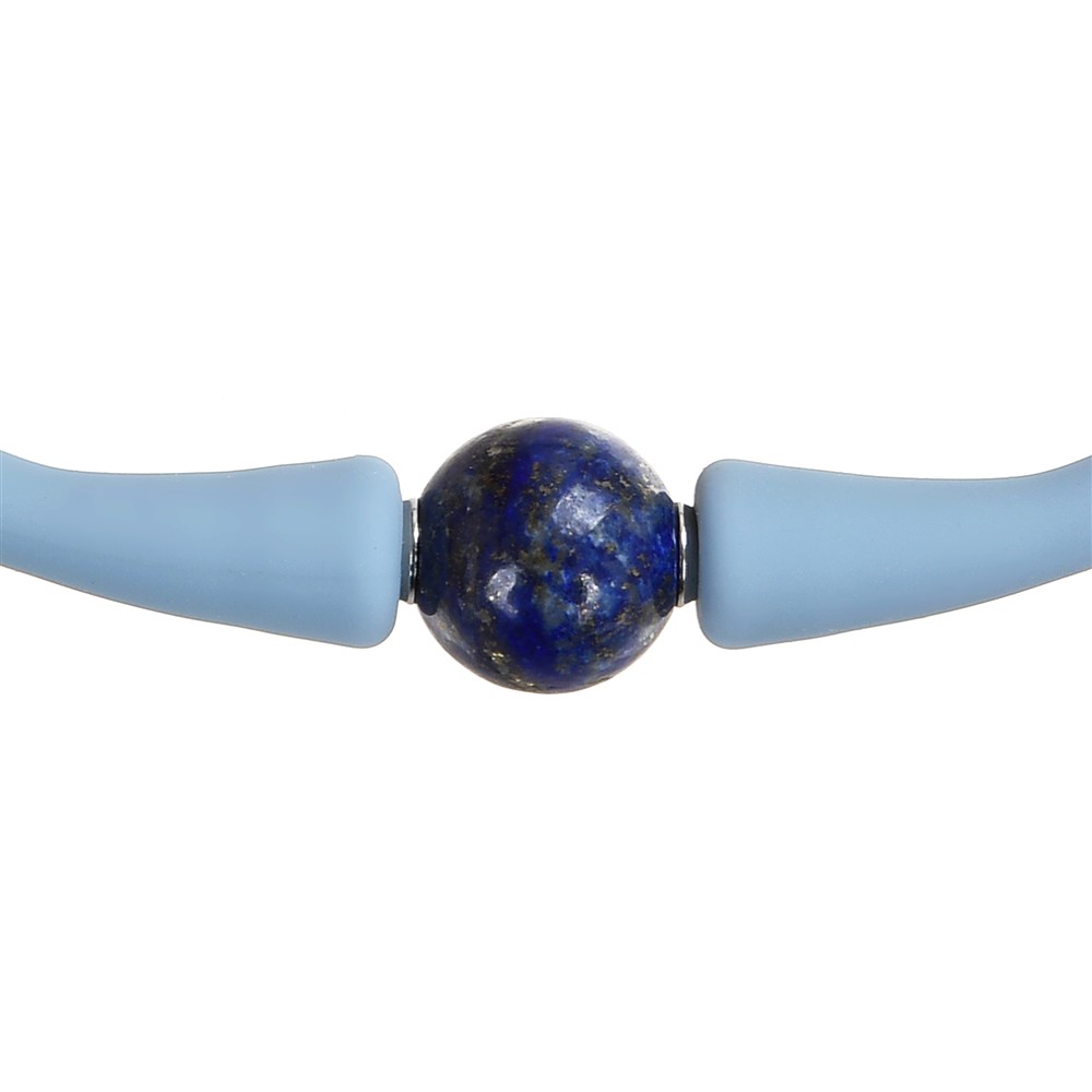 Armband Lapis Lazuli Kugel (10mm), Silikon (hellblau), 18cm | Marco Schreier