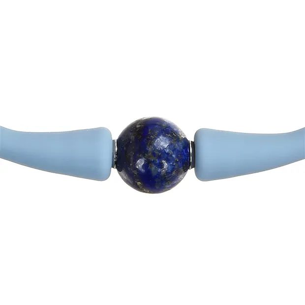 Bracelets en perles rondes Lapis-lazuli (10mm), silicone (bleu clair), 18cm | Marco Schreier