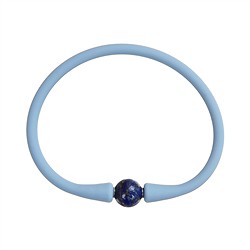0610464106 Bracelets en perles rondes Lapis-lazuli (10mm), silicone (bleu clair), 18cm | Marco Schreier