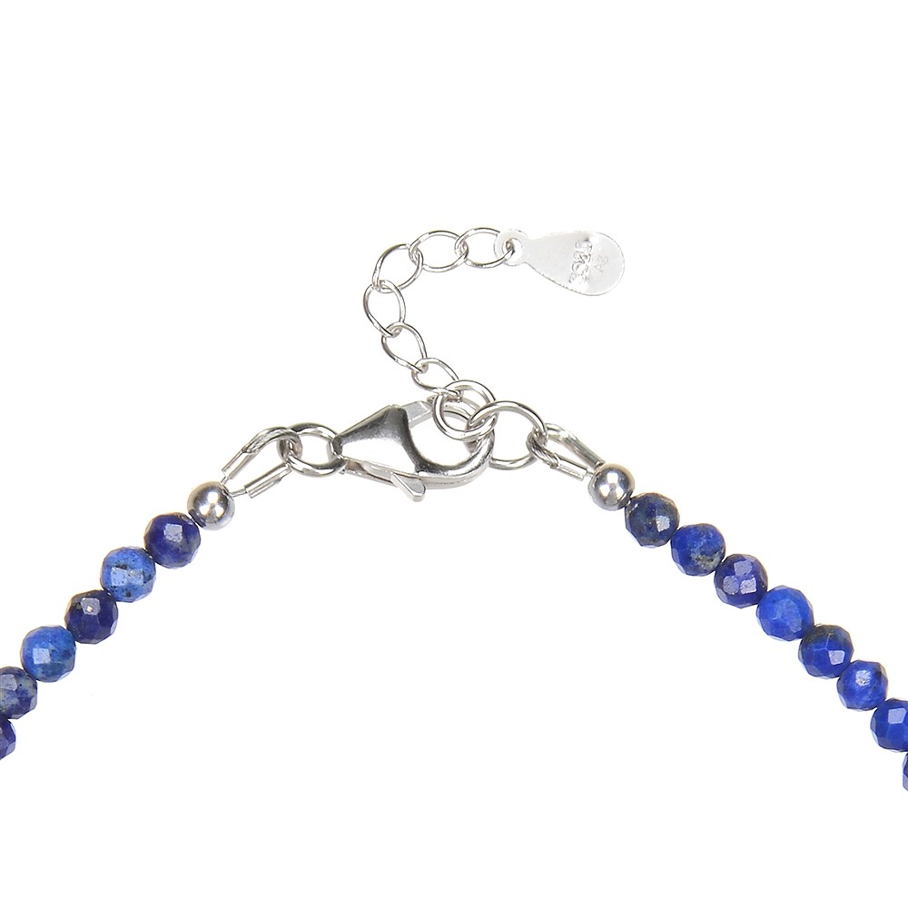 Armband Lapis Lazuli, 3mm-Kugeln facettiert, rhodiniert, Verlängerungskettchen | Marco Schreier