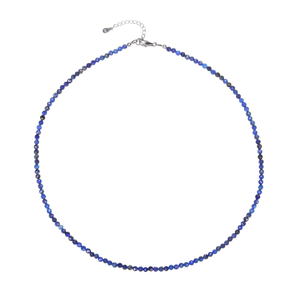 Armband Lapis Lazuli, 3mm-Kugeln facettiert, rhodiniert, Verlängerungskettchen | Marco Schreier