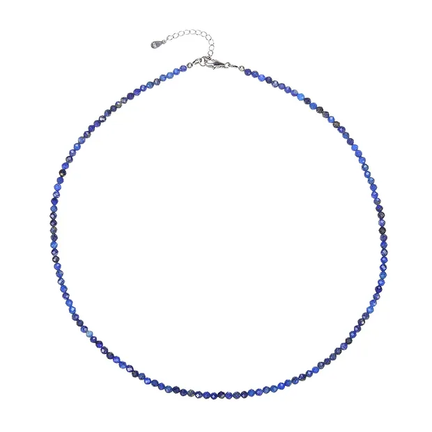 Pulsera de lapislázuli, cuentas facetadas de 3 mm, rodinado, cadena extensible | Marco Schreier