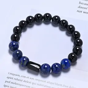 Armband, Schörl (stab.), Lapis Lazuli, 10mm Kugeln | Marco Schreier