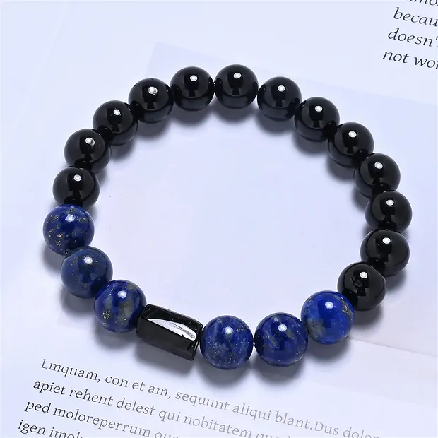 Bracelet, Schorl (stab.), Lapis-lazuli, boules 10mm | Marco Schreier