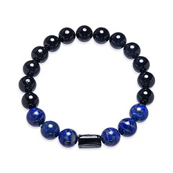 0610464652 Armband, Schörl (stab.), Lapis Lazuli, 10mm Kugeln | Marco Schreier
