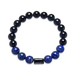 0610464652 Armband, Schörl (stab.), Lapis Lazuli, 10mm Kugeln | Marco Schreier