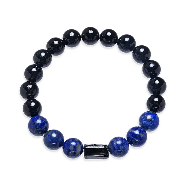Armband, Schörl (stab.), Lapis Lazuli, 10mm Kugeln | Marco Schreier
