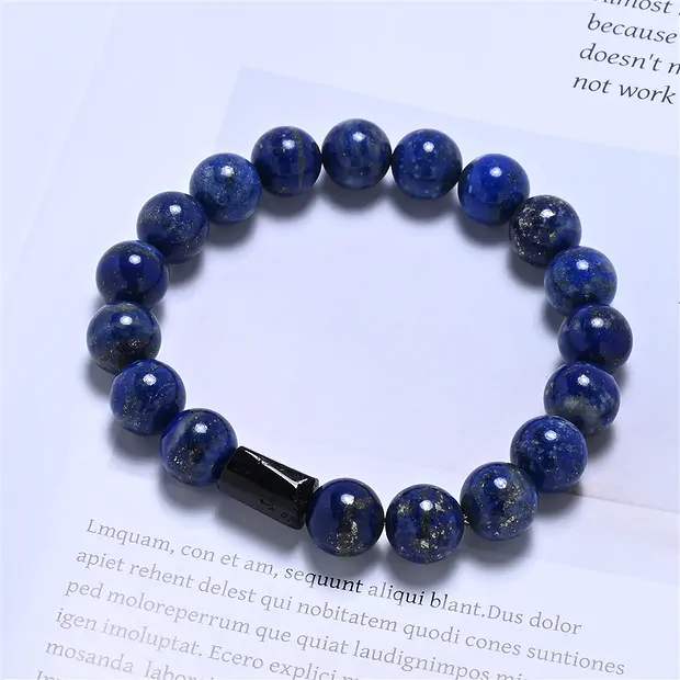 Bracciale, Lapislazzuli, Schorl, perline da 10 mm | Marco Schreier