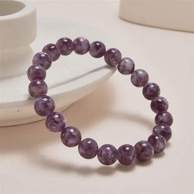 Bracelet, Lépidolite (stab.), 08 - 09mm-Bracelets en perles rondes | Marco Schreier