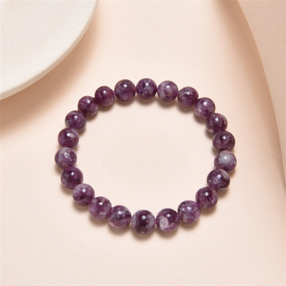 Bracelet, Lepidolite (stab.), 08 - 09mm beads | wholesaler gems & healing stones