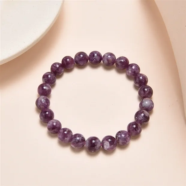 Bracelet, Lepidolite (stab.), 08 - 09mm beads | wholesaler gems & healing stones