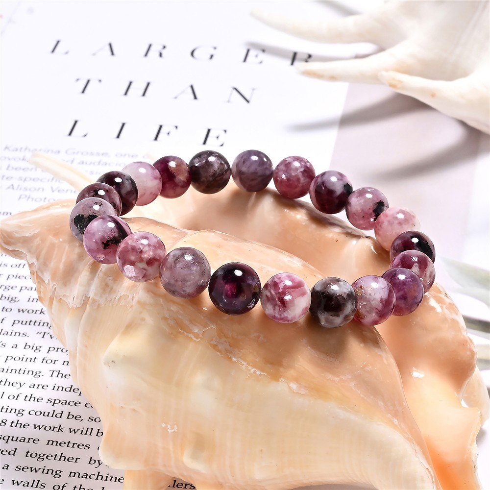 Bracelet, violet Lepidolite (stab.), 09–10 mm beads | Marco Schreier