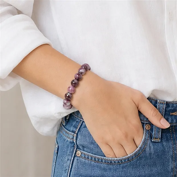 Armband, Lepidolith violett (stab.), 09 - 10mm-Kugeln | Marco Schreier