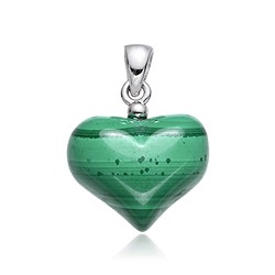 0610625064 Anh&#xE4;nger Malachit (stab.), Herz (16mm), 2,4cm, rhodiniert | Marco Schreier