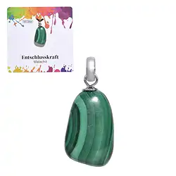 0610625106 Malachite pendant, small Tumbled Stone, rhodiniert | Marco Schreier